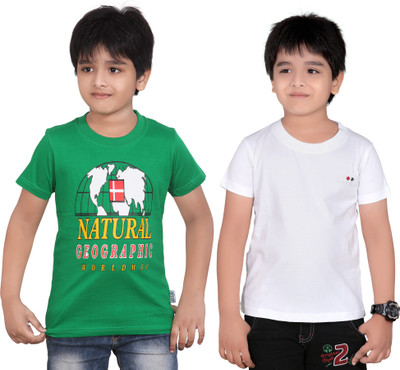

FabTag - Dongli Boys Solid, Printed Cotton T Shirt(Multicolor, Pack of 2