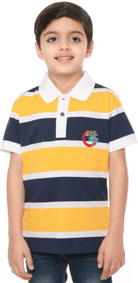 

Body Glove Boy's Striped Cotton T Shirt(Multicolor, Pack of 1, Yellow