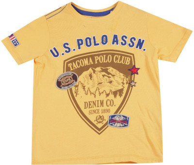 

US Polo Kids Boys Solid Cotton T Shirt, Med. yellow