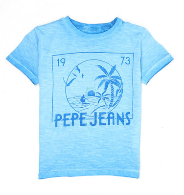 

Pepe Jeans Boys Graphic Print Cotton T Shirt(Blue, Pack of 1