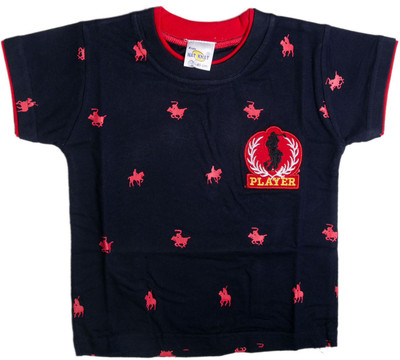 

Natkhat Boys Printed Cotton T Shirt(Dark Blue, Pack of 1