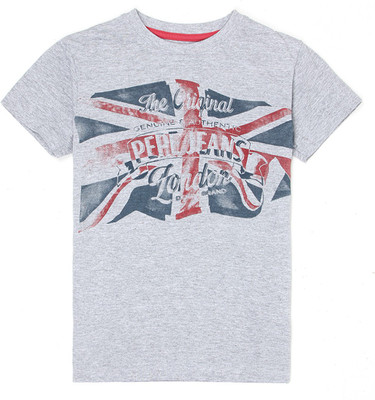 

Pepe Boys Printed Cotton T Shirt(Grey, Pack of 1