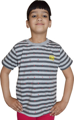 

Shaun Girls Striped Cotton T Shirt(Multicolor, Pack of 1