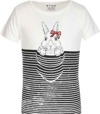 

Stop By Shoppers Stop Girls Graphic Print Cotton T Shirt(White, Pack of 1