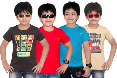 

FabTag - Dongli Boys Solid, Printed Cotton T Shirt(Multicolor, Pack of 4