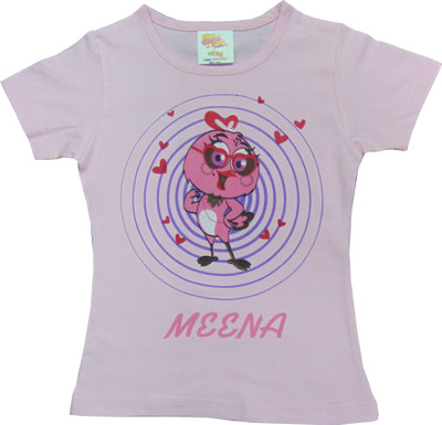 

Eena Meena Deeka Girls Printed Cotton T Shirt(Pink, Pack of 1