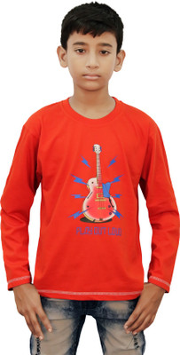 

Kothari Boys Printed Cotton T Shirt(Orange, Pack of 1