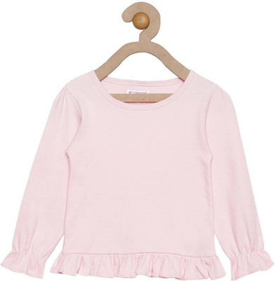 

Hypernation Girls Solid Cotton T Shirt(Pink, Pack of 1, Light pink