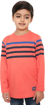 

Body Glove Boy's Striped Cotton T Shirt(Red, Pack of 1, Pink