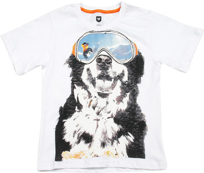 

612 League Boys Graphic Print Cotton T Shirt(White, Pack of 1
