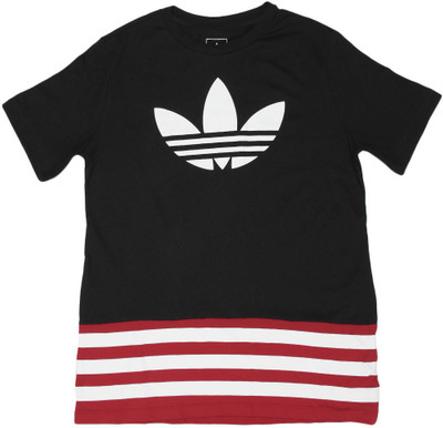 

ADIDAS Boys Printed Cotton T Shirt(Black, Pack of 1, Black/scarle