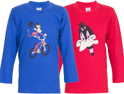 

Ultra Fit Boys Printed Cotton T Shirt(Multicolor, Pack of 2), Blue;red