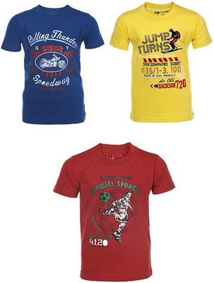 

AJ Dezines Boys Graphic Print Cotton T Shirt(Multicolor, Pack of 3