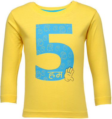 

NO.99 Boys Printed Cotton T Shirt(Yellow, Pack of 1