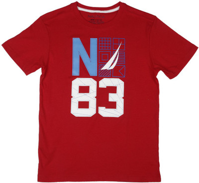 

Nautica Boys Printed T Shirt(Red, Pack of 1, 622