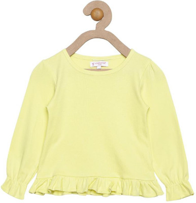 

Hypernation Girls Solid Cotton T Shirt(Yellow, Pack of 1, Light yellow