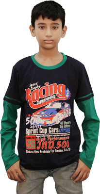 

Kothari Boys Printed Cotton T Shirt(Dark Blue, Pack of 1, Navy