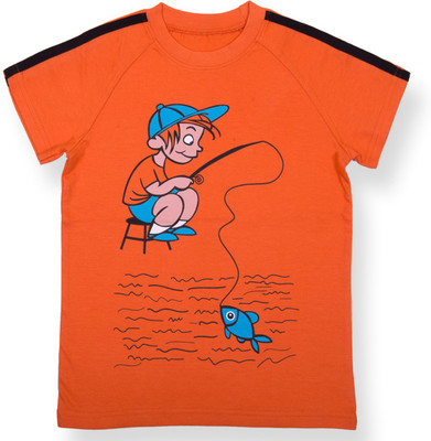 

Ventra Boys Graphic Print Cotton T Shirt(Orange, Pack of 1