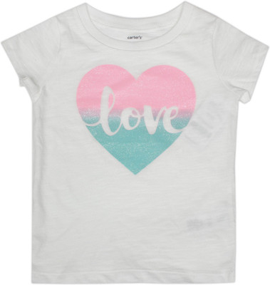 

Carter's Girls Printed Cotton T Shirt(White, Pack of 1, Ivory (153)