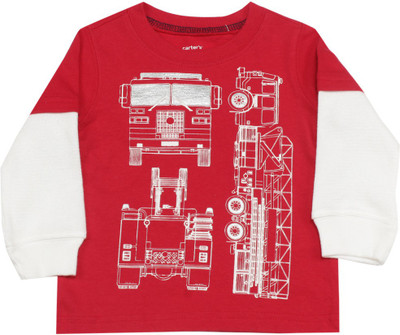 

Carter's Boys Printed Cotton T Shirt(White, Pack of 1, Red (600)