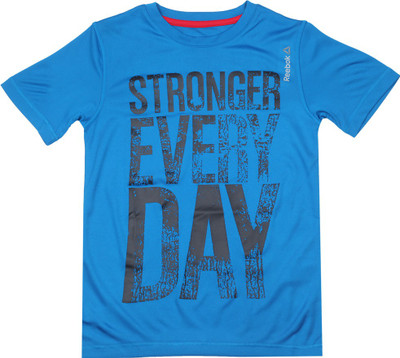 

REEBOK Boys Printed Polyester T Shirt(Blue, Pack of 1, Insblu