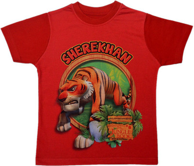 

Jungle book Boys Printed Cotton Polyester Blend T Shirt(Red, Pack of 1