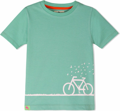 

Cherry Crumble California Boys Printed Cotton T Shirt(Green, Pack of 1, Green;white