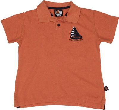 

NautiNati Boys Solid Cotton T Shirt(Orange, Pack of 1