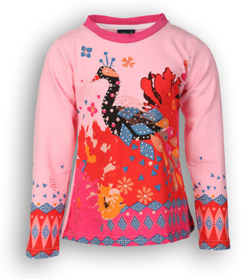 

Lilliput Girls Printed Cotton Polyester Blend T Shirt(Pink, Pack of 1