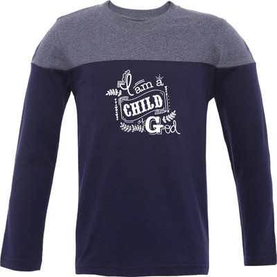 

Insta Fab Boys Printed Cotton T Shirt(Blue, Pack of 1