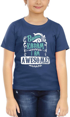 

Wear Your Opinion Girls Graphic Print Cotton T Shirt(Dark Blue, Pack of 1, Navy