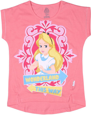 

Alice in Wonderland Girls Printed Cotton T Shirt(Pink, Rose