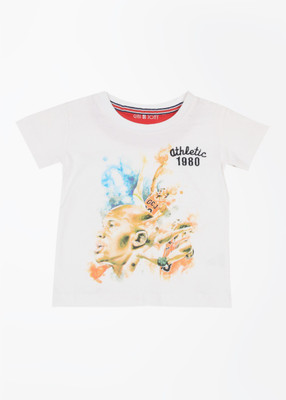 

Gini & Jony Boys Printed Cotton T Shirt(White, 1203