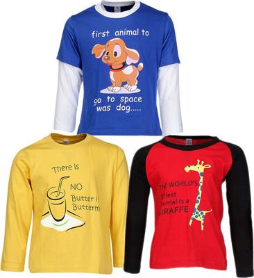 

Gkidz Boys Printed Cotton T Shirt(Multicolor, Pack of 3