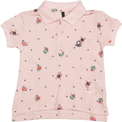

United Colors of Benetton Girls Printed Cotton T Shirt(Pink, Pack of 1, K28