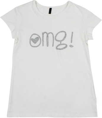 

United Colors of Benetton Girls Printed Cotton T Shirt(White, Pack of 1, K44