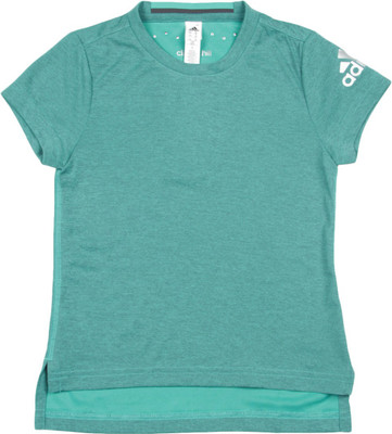 

ADIDAS Girls Solid Polyester T Shirt(Green, Chshgr