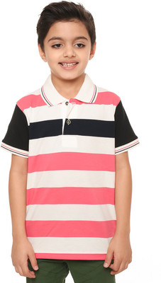 

Body Glove Boy's Striped Cotton T Shirt(Multicolor, Pack of 1, White