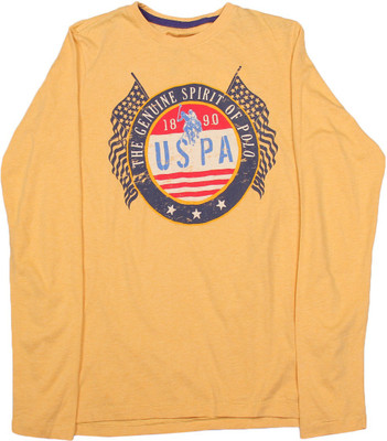 

US Polo Kids Boys Solid Cotton T Shirt, Me. yellow
