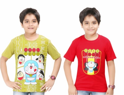 

Red Ring Boys Printed Cotton T Shirt(Multicolor, Pack of 2