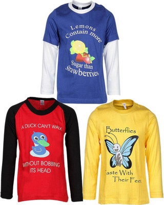

Gkidz Boys Printed Cotton T Shirt(Multicolor, Pack of 3