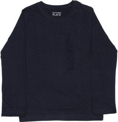 

The Children's Place Boys Solid Cotton T Shirt(Dark Blue, Pack of 1, Iv