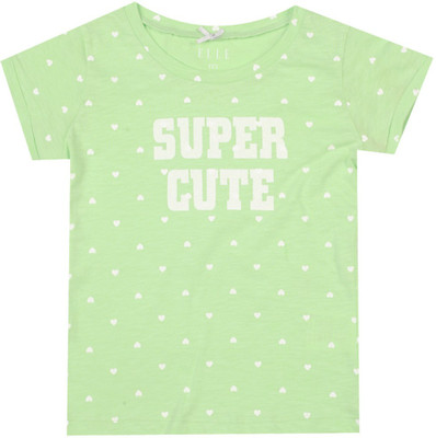 

Elle Kids Girls Printed Cotton T Shirt(Green, Lt. green