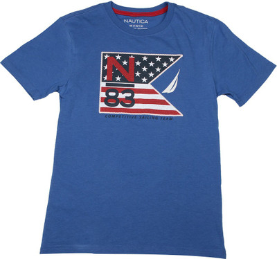 

Nautica Boys Embroidered T Shirt(Blue, Pack of 1, 433