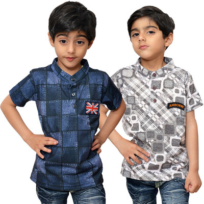 

Crux & Hunter Boys Printed Cotton T Shirt(Multicolor, Pack of 2