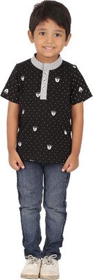 

Last Bench Boys Printed T Shirt(Black, Pack of 1
