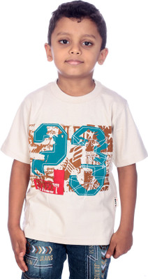 

Johnson Boys Printed Cotton T Shirt(Beige, Pack of 1