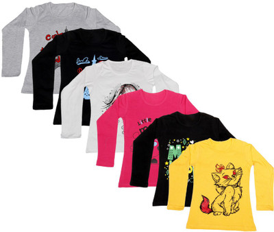 

IndiWeaves Girls Printed Cotton T Shirt(Multicolor, Pack of 6, Black;grey;red;white;yellow
