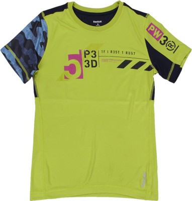 

REEBOK Boys Printed Polyester T Shirt(Green, Pack of 1, Vitgrn
