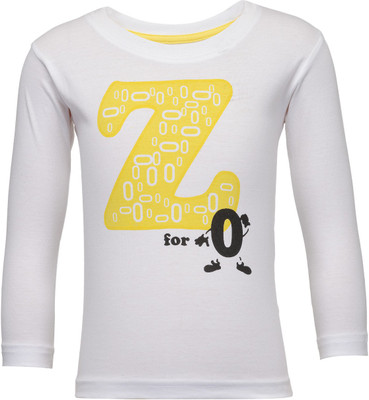 

NO.99 Boys Printed Cotton T Shirt(White, Pack of 1